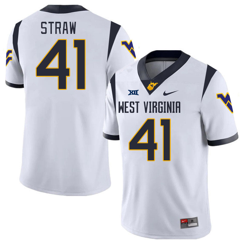 #41 Oliver Straw West Virginia Mountaineers College 2024 New Uniforms Football Jerseys Stitched Sale-White